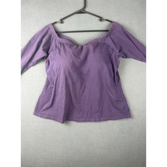 Soft Surroundings Short Sleeve Plus Top Built In Underwire Bra 42DD Purple - Picture 1 of 6